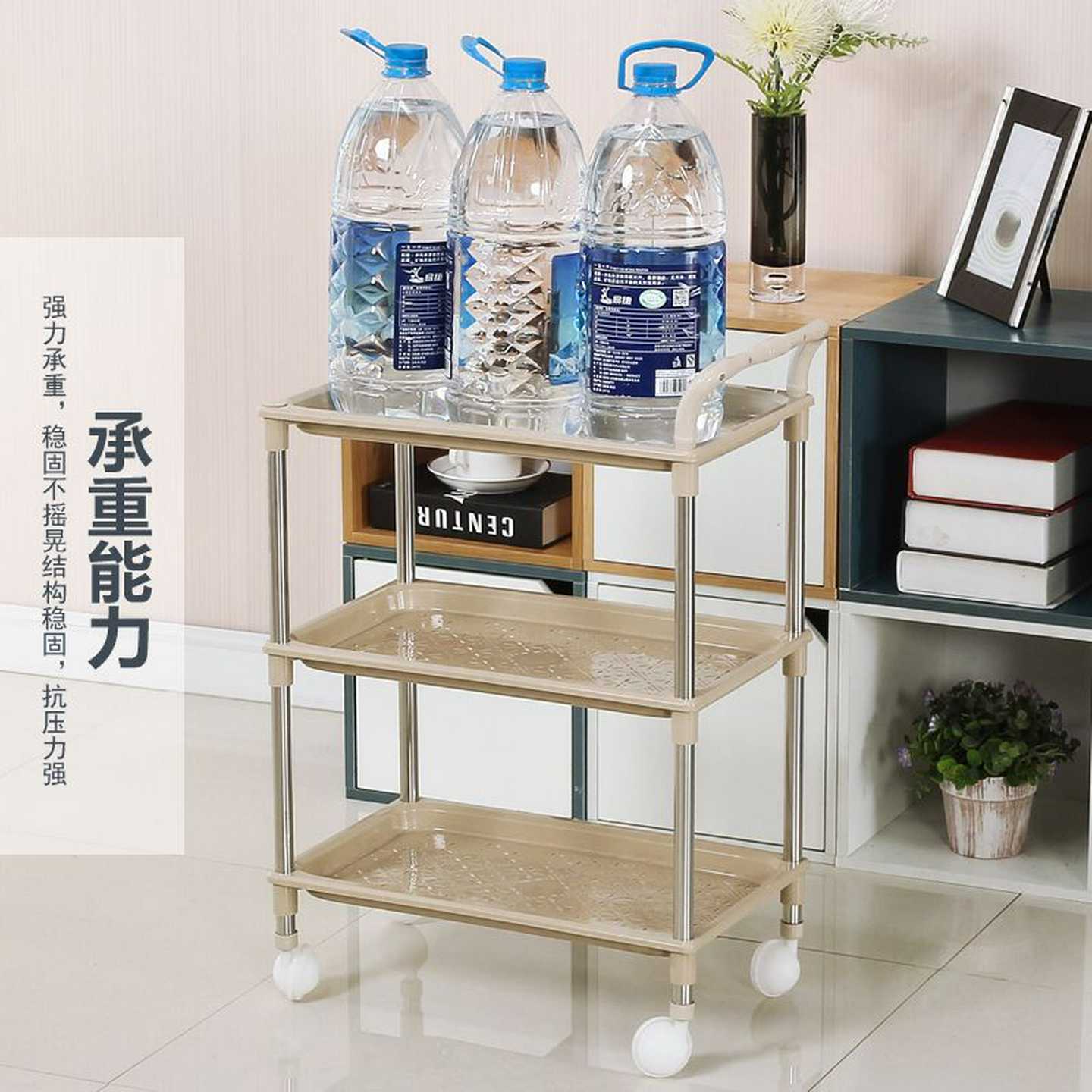 美容推车小推车三层塑料美发工具车美甲火罐置物架美容院小推兰之