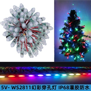 LED幻彩外露灯WS2811户外防雨DC5V点光源发光字全彩穿孔led灯串
