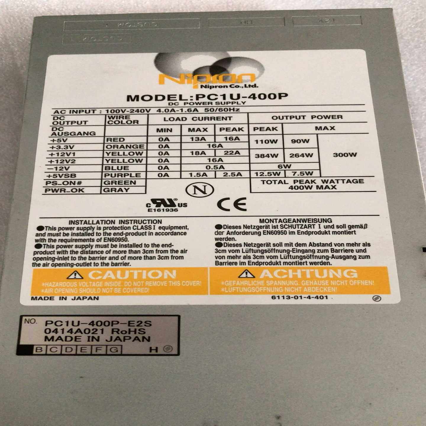 【星慕电子】Nipron PC1U-400P-E2S 工控机电源  还在