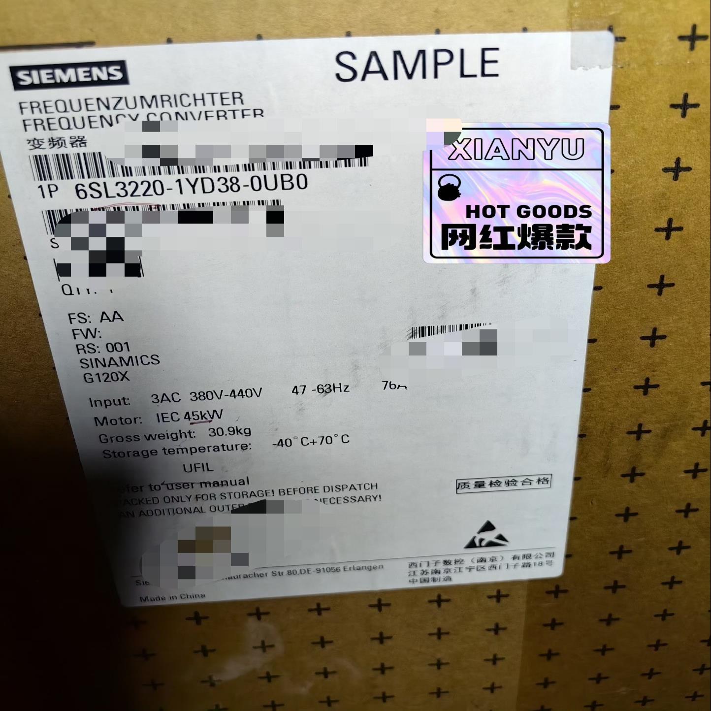 西门子6SL3220-1YD38-0UB0全新原装正品议价-询价客服