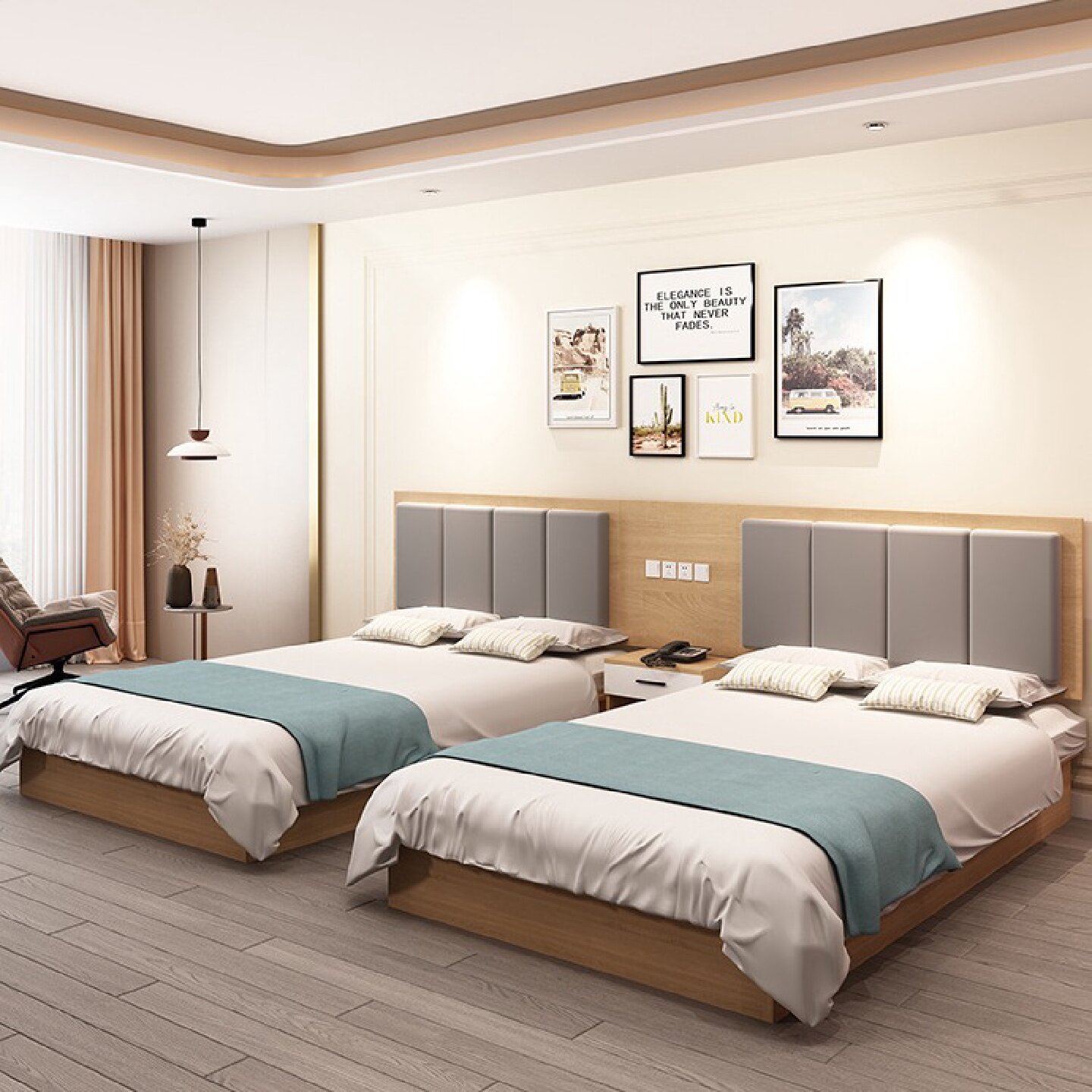 酒店家具标间全套出租房卧室床公寓小户型单双人床宾馆民宿酒店床