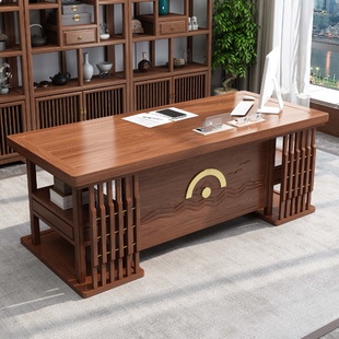 办公桌书房写字桌工作台2023年新款 实木书桌子电脑桌家用新中式
