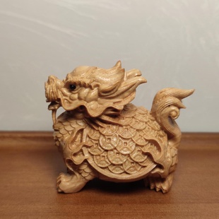 饰车摆件 崖柏木雕手把件金钱龙龟文玩盘玩乌龟玄武摆件装
