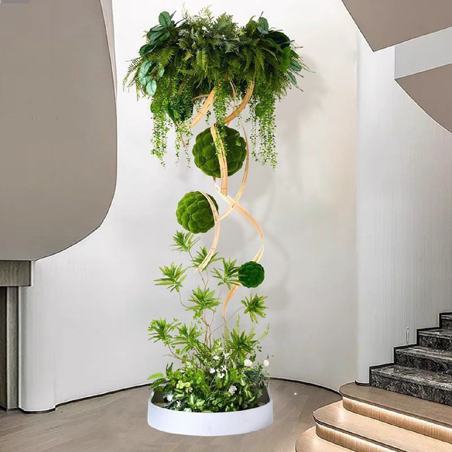 绿植造景苔藓球型仿生植物吊顶装饰遮丑吊装挂件室内角落景观