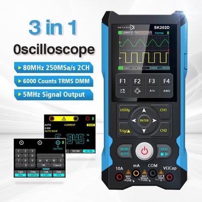 SK202D手持双通道数字示波器250MS采样率80M带宽万用表