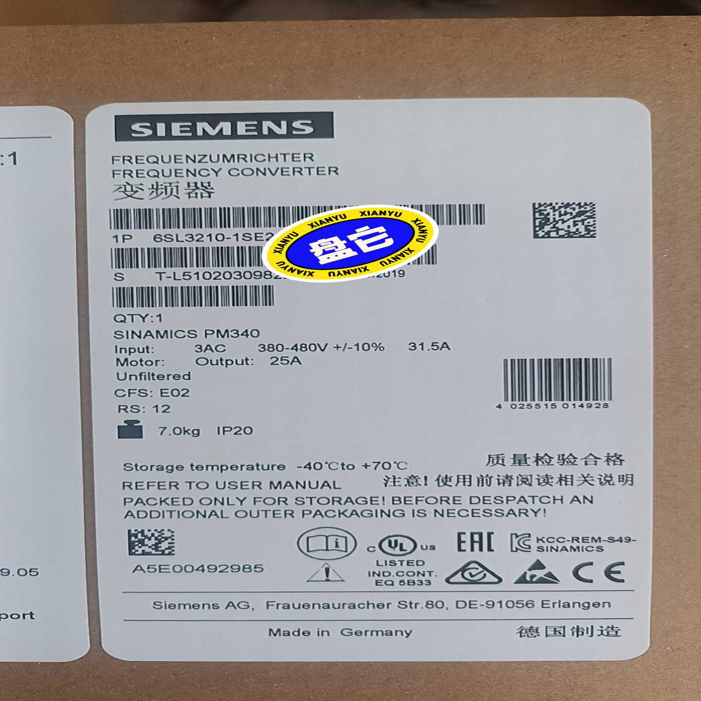 西门子变频器6SL3210-1SE23-8UA0全新原装，特~询价