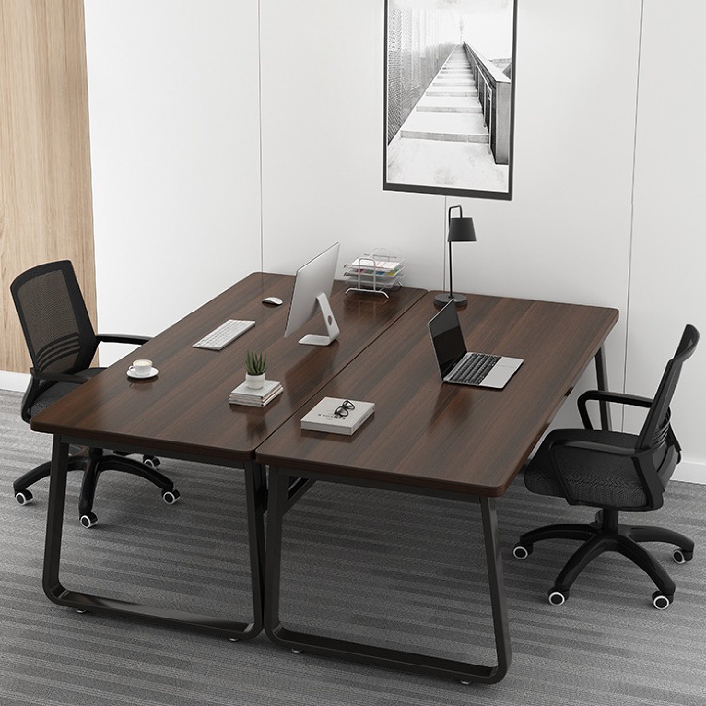 办公桌员工位简约现代办公室桌椅组合双人工位桌简易家用电脑桌子