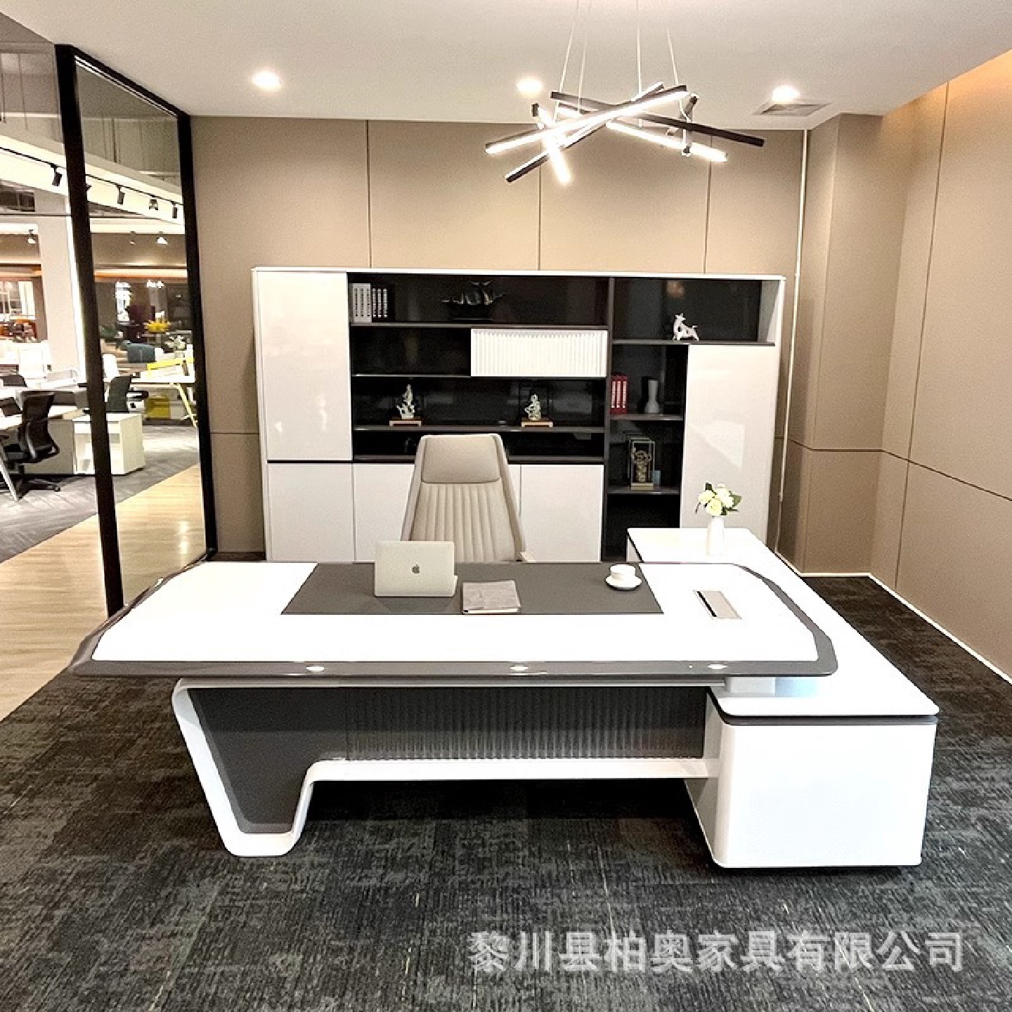 烤漆办公桌高级简约现代白色经理总管老板桌总裁桌办公室家具桌椅