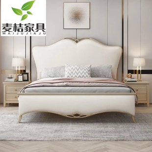 全实木床1.8m现代简约储物双人床1.5m婚床主卧大床 轻奢床美式