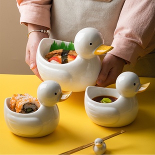 景德镇陶瓷碗可爱水果沙拉碗饭碗女生超萌釉下彩餐具家用小鸭子碗