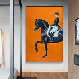 饰画过道走廊玄关挂画北欧客厅油画背景墙面壁画马 现代简约餐厅装