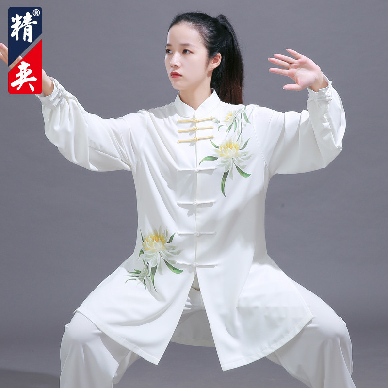精奕太极服女新款高端昙花印花武术表演比赛服男太极拳练功服