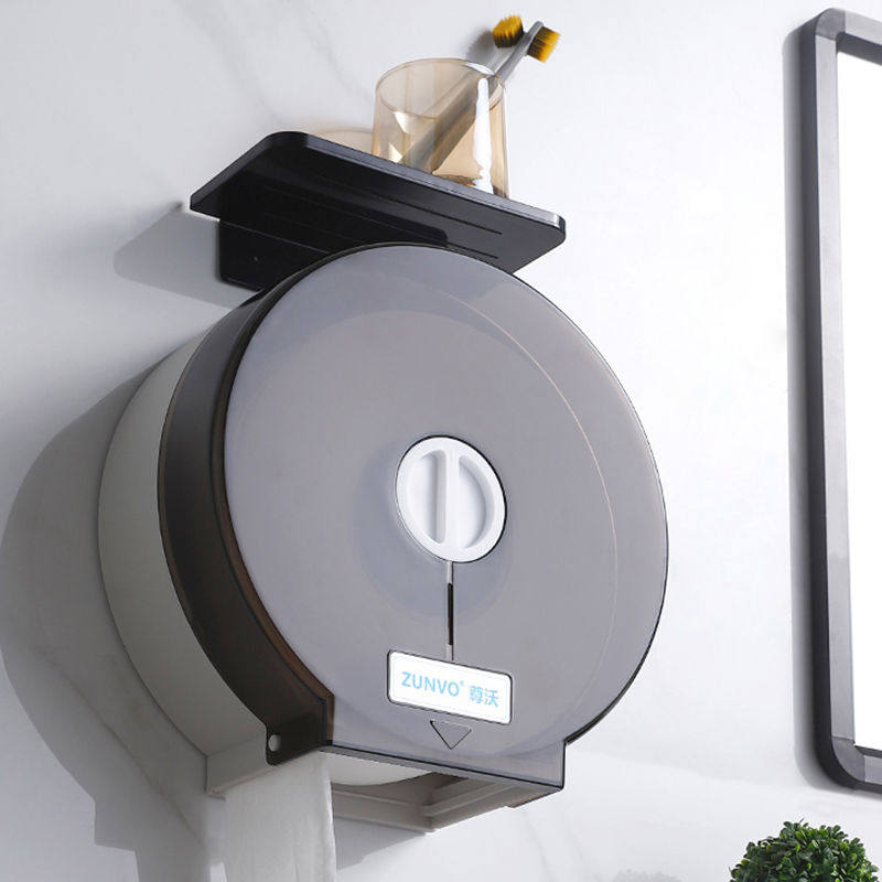 酒店卫生间大卷纸盒壁挂式免打孔浴室防水大盘抽纸巾盒厕所卷