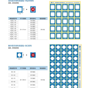 BC系列白变红不可逆测温贴示温标签防水感温贴数显测温纸