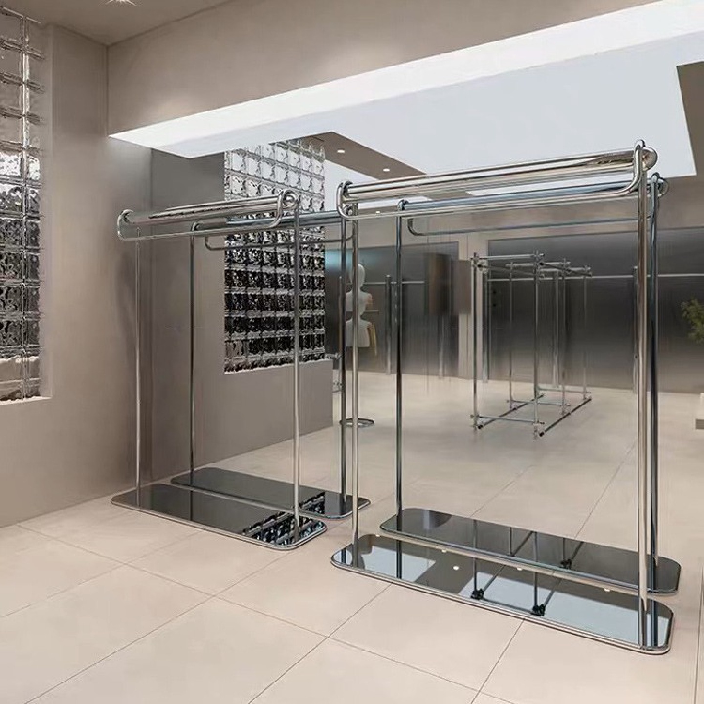 服装店展示架不锈钢中岛落地式侧挂挂衣架女装买手店专用陈列货架