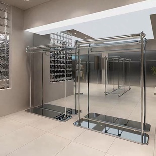 服装店展示架不锈钢中岛落地式侧挂挂衣架女装买手店专用陈列货架