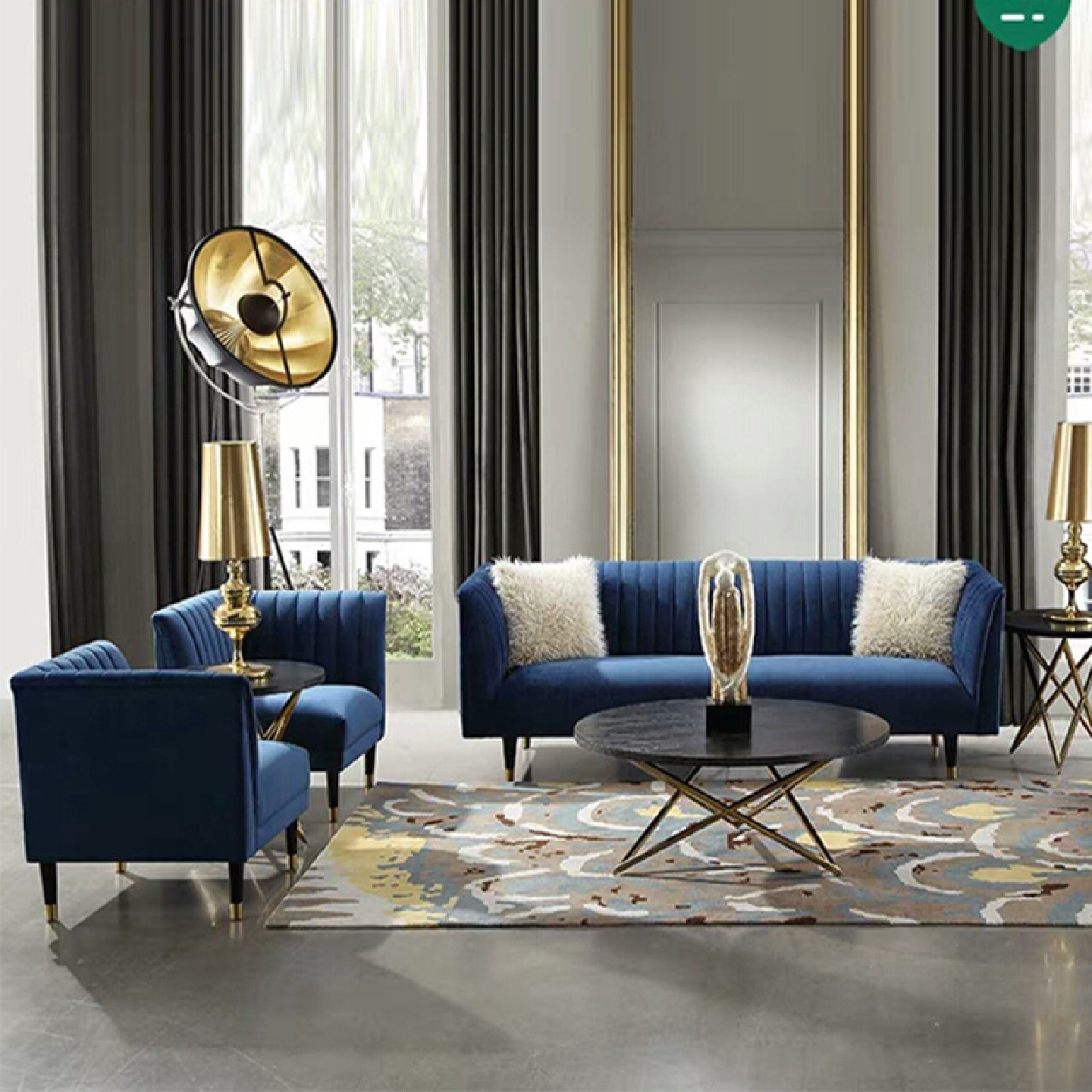 轻奢布艺沙发组合简约后现代客厅三人沙发设计师样板房可批发家具