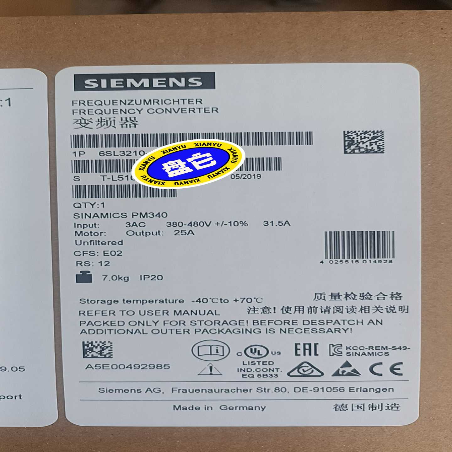 变频器6SL3210-1SE31-5UA0，特~询价