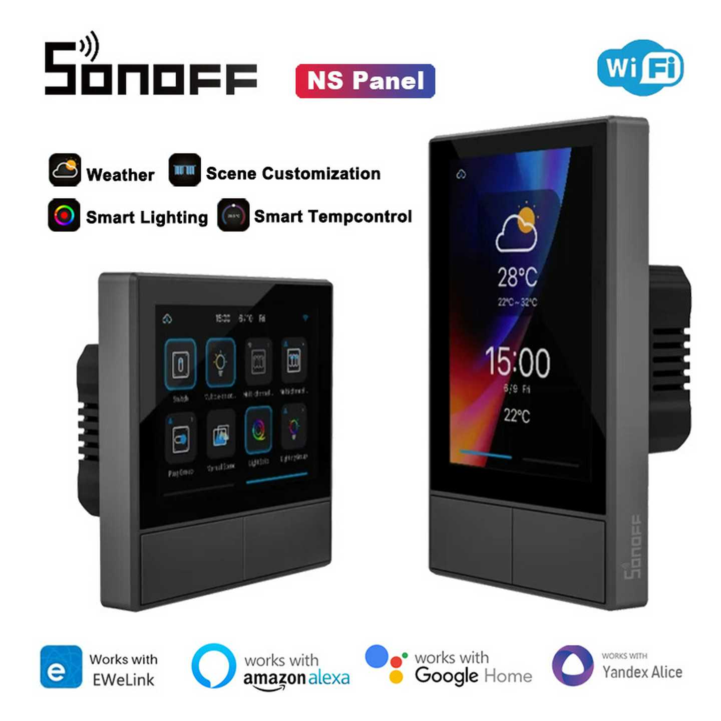 SonoffNSPanelWiFi智能场景开关恒温器温度多合一控制触摸屏