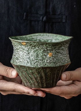 空寂斋粗陶茶水废水缸复古茶洗建水茶渣缸笔洗陶瓷茶具配件洗杯碗