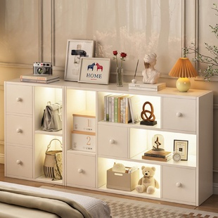 简约书架家用落地置物架组合格子柜矮柜收纳架储物柜多层客厅书柜