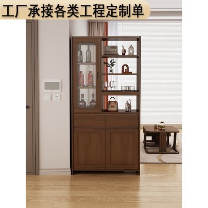 现代北欧实木客厅隔断柜入户双面玄关柜鞋柜一体酒柜屏风间厅柜