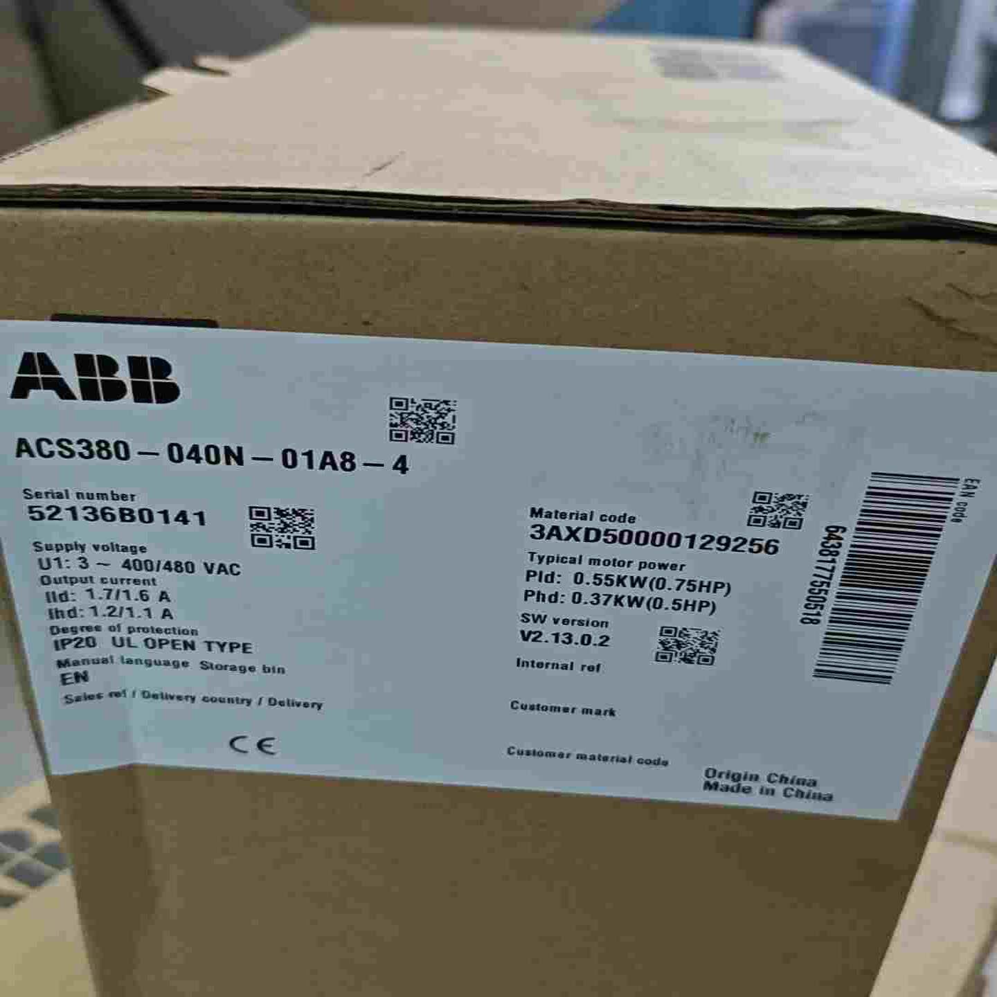 ABB变频器ACS380-040N-01A8-4 3AXD5拍前询价