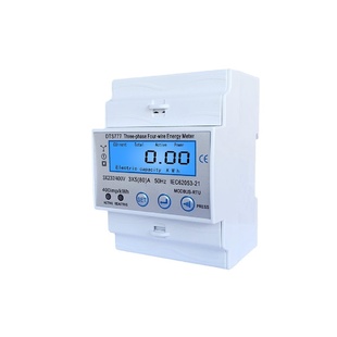 4P電表英文外貿(mào)出口三相導(dǎo)軌式 電能表多功能背光380V400VRS48