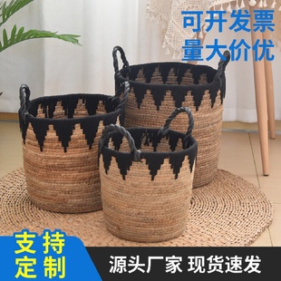 饰花篮花盆 手工草编收纳篮家用脏衣篓杂物玩具收纳筐民宿客厅装