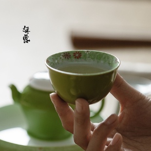 无落景德镇釉下彩手绘雏菊怀思主人杯家用陶瓷品茗杯留香杯茶杯