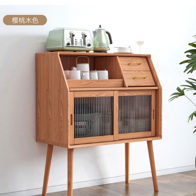 北欧实木餐边柜现代简约酒柜一体靠墙置物架碗柜家用日式茶水柜风