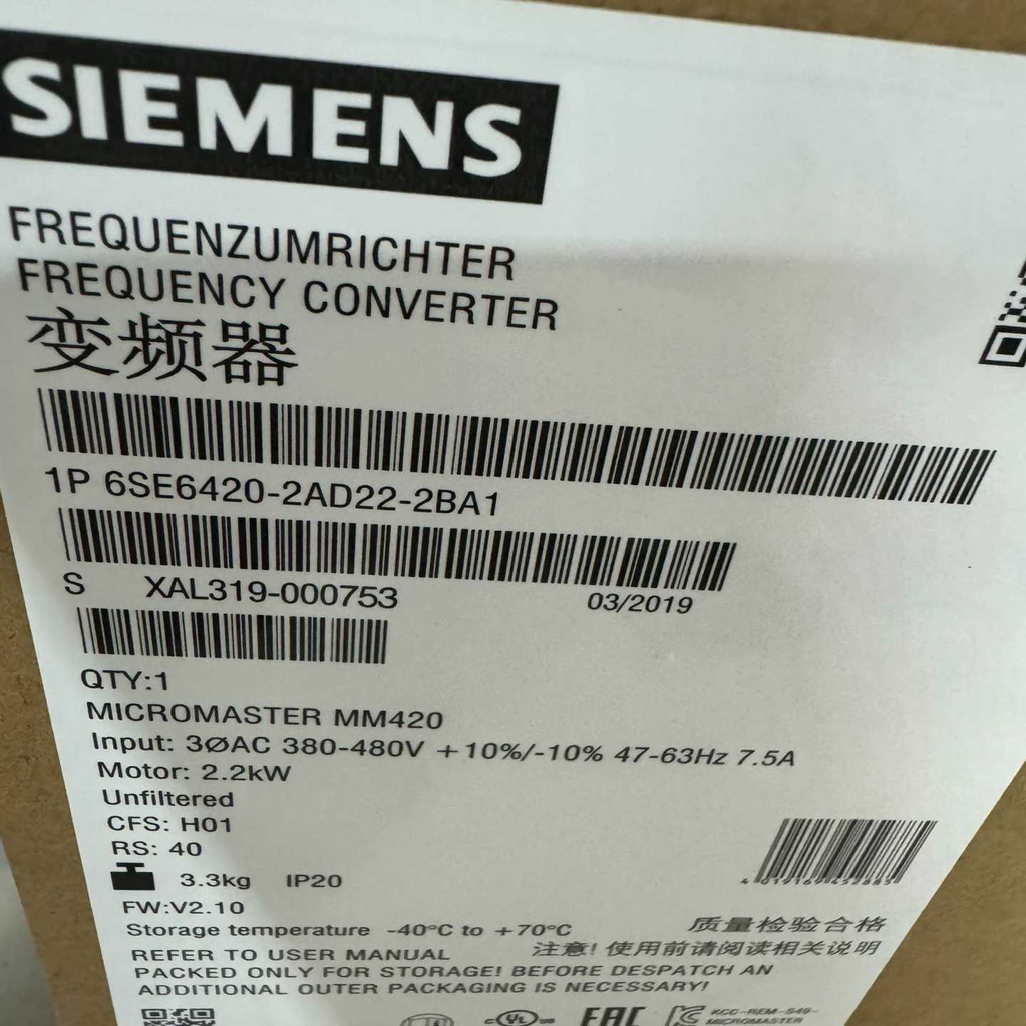 6SE6420-2AD22-2BA1MM420变频拍前询价
