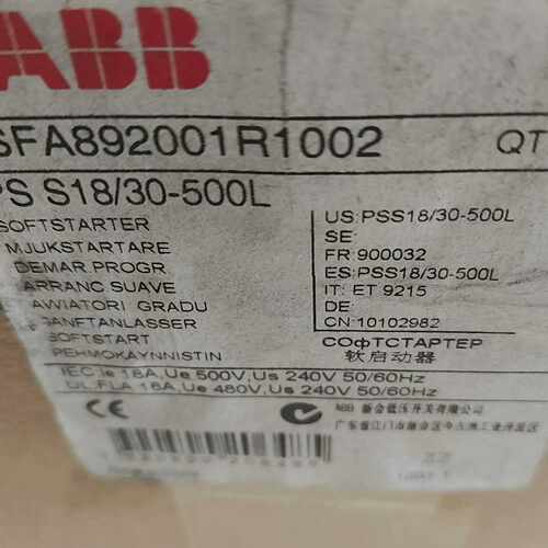 （霸霸电子）ABB软启动器PSS72/124-500L，无划痕，包装干净