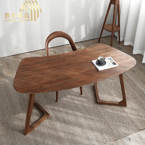 北美黑胡桃木书桌实木轻奢书架组合新中式写字台书椅现代简