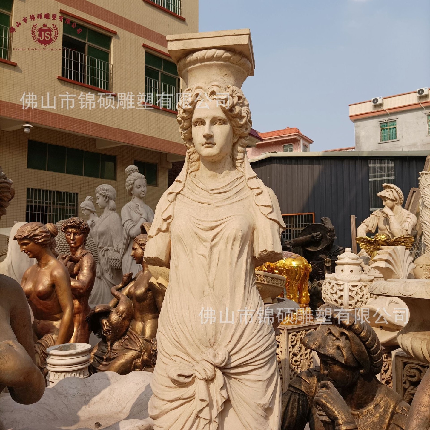 西方人物罗马柱玻璃钢GRC装饰景观艺术装饰柱欧式人造石雕塑柱