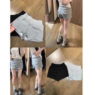 女夏季 时尚 抽绳包臀休闲裤 女装 潮流 小个子松弛感热裤 高腰运动短裤