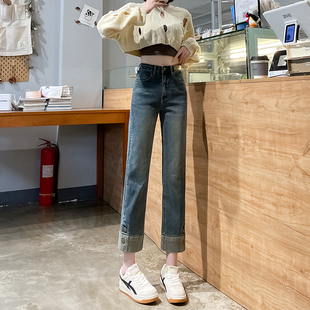 牛仔裤 高腰牛仔烟管直筒裤 九分裤 子女修身 休闲 2025春秋季 裤 新爆款