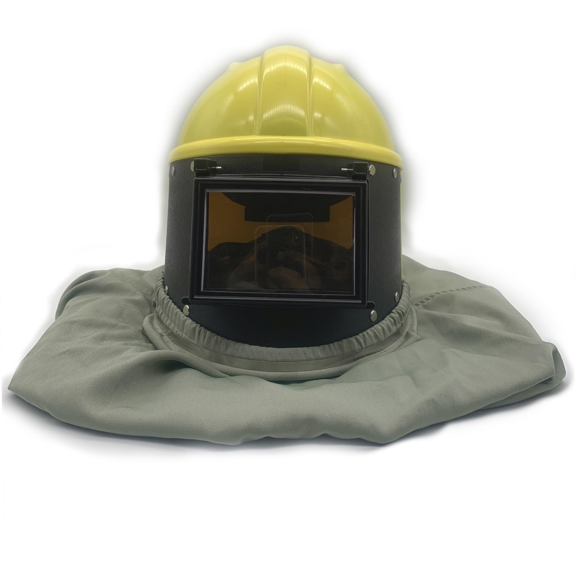 TS-01B喷砂防护头盔喷漆面罩双层镜片平面玻璃喷涂喷砂房作业头盔