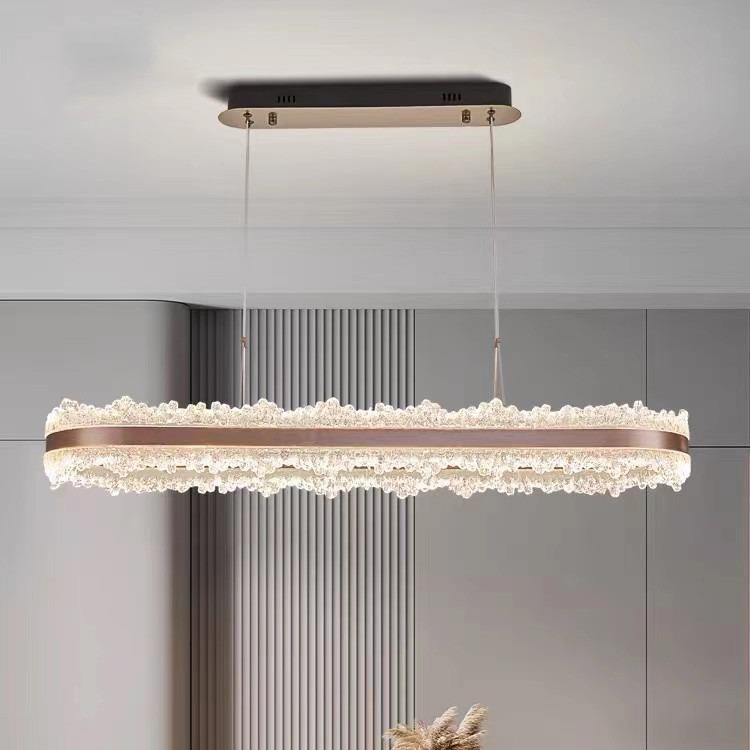 高级感餐厅吊灯现代简约创意个性北欧 极简LED椭圆餐桌吧台轻