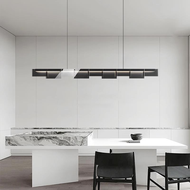 意式极简高端餐厅吊灯现代简约玻璃设计感长条全光谱餐桌书房吊灯