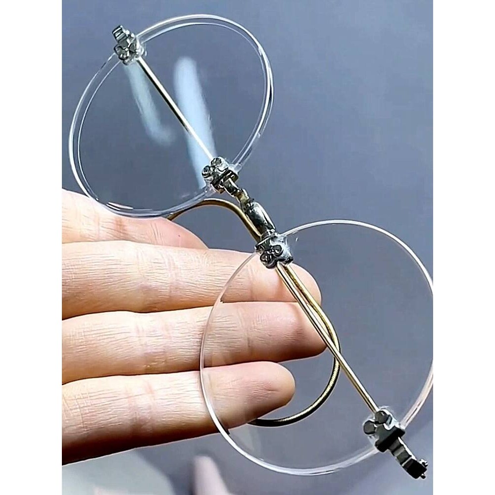 天然仿古高档纯天然水晶石头镜清凉养目石眼镜无框圆形复古平光镜