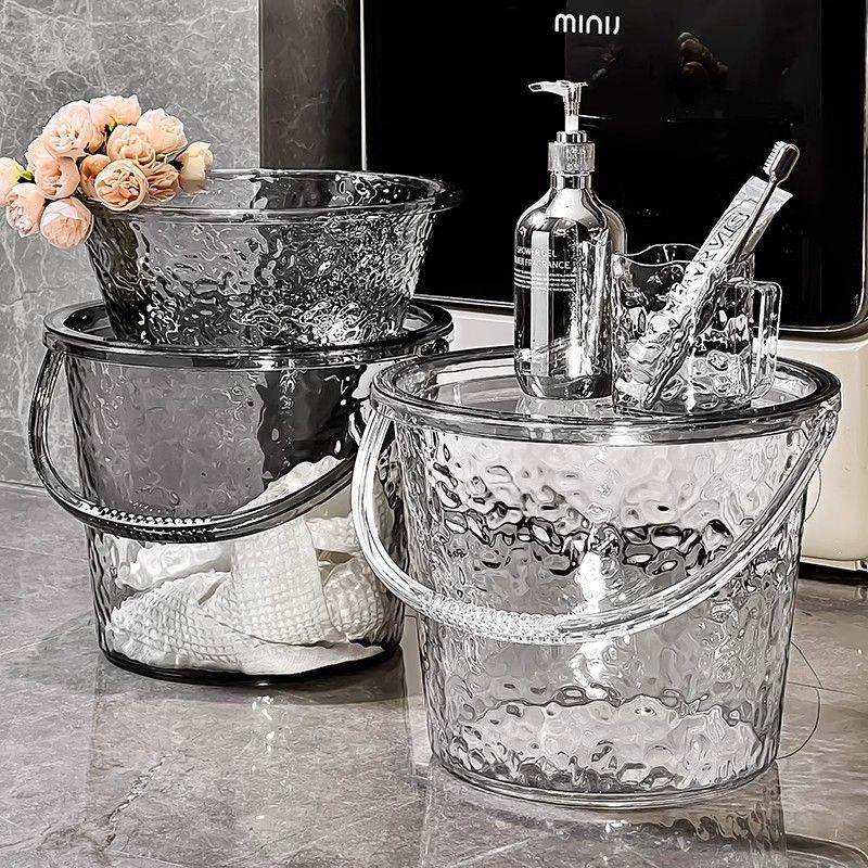 塑料水桶家用大容量纯净空桶提手盖子加厚透明储水洗衣桶大号圆桶