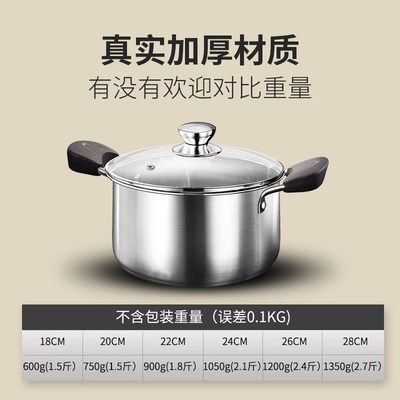 加厚不锈钢汤锅家用钢精锅烧水蒸煮炖熬粥煲汤双耳小锑锅2024新款