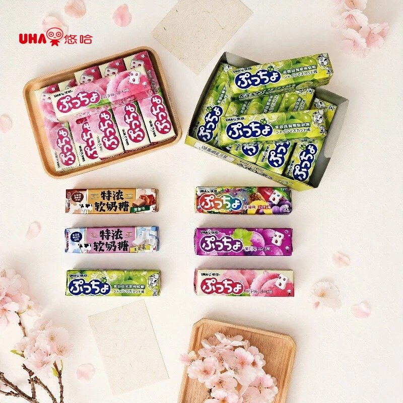 UHA悠哈味觉糖进口普超水果夹心果汁软糖条糖喜糖50g零食礼物解馋