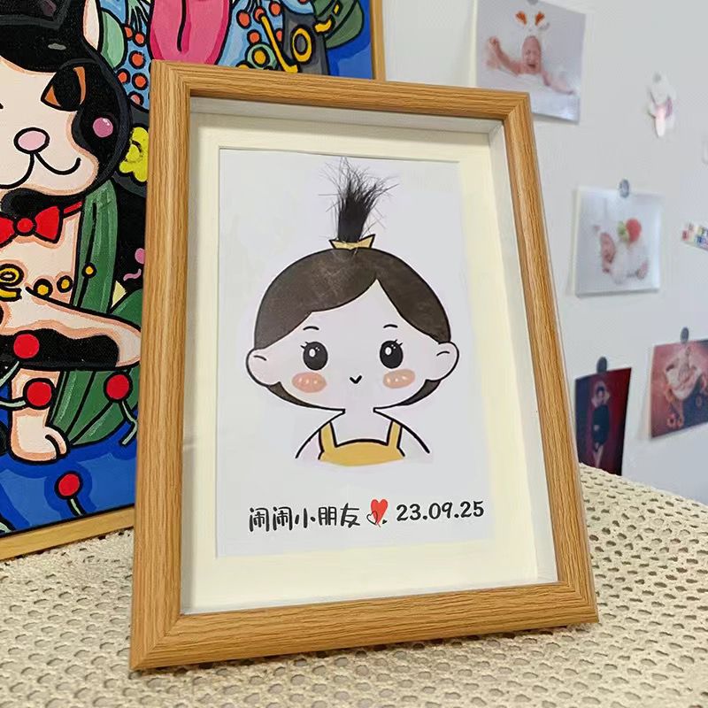 宝宝胎发收藏相框新生婴儿胎毛定制纪念品diy自制亲子卧室摆件