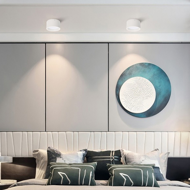 led防眩明装筒灯超薄圆形免开孔吸顶客厅无主家用玄关过道天花灯