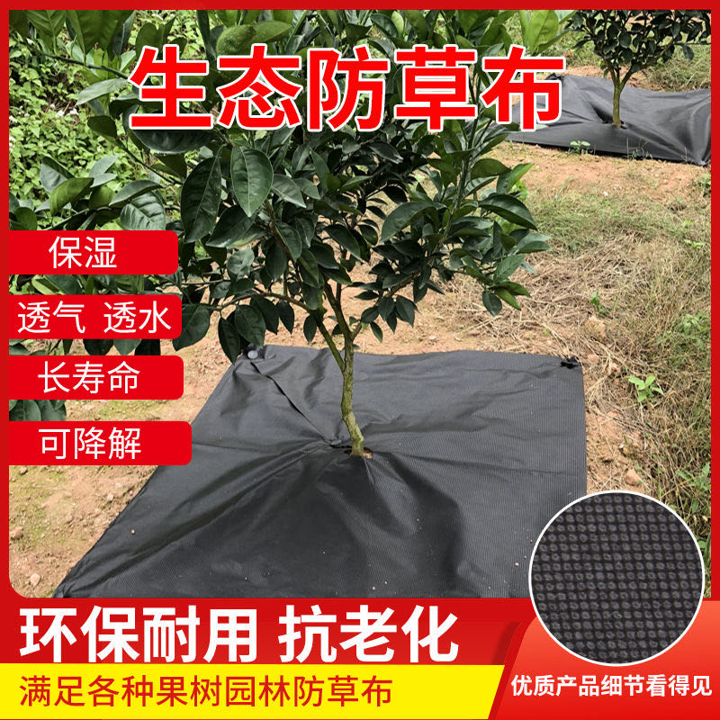 黑生态防草布降解农用果园果树除草地膜透气透水半年多降解盖草布