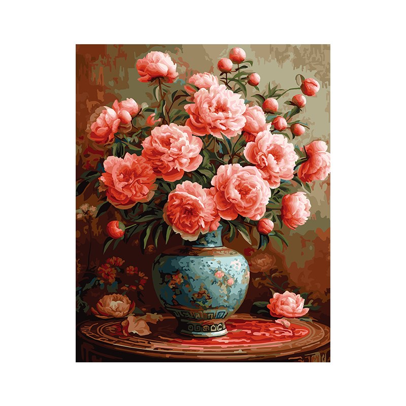 自油自画 数字油画diy手绘手工填充填色减压花卉油彩画 锦上添花