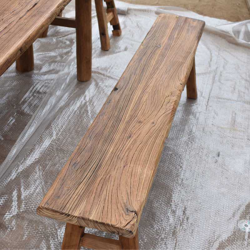 老榆木长条凳实木单人凳双人长板凳复古凳子老门板茶桌凳旧门板凳