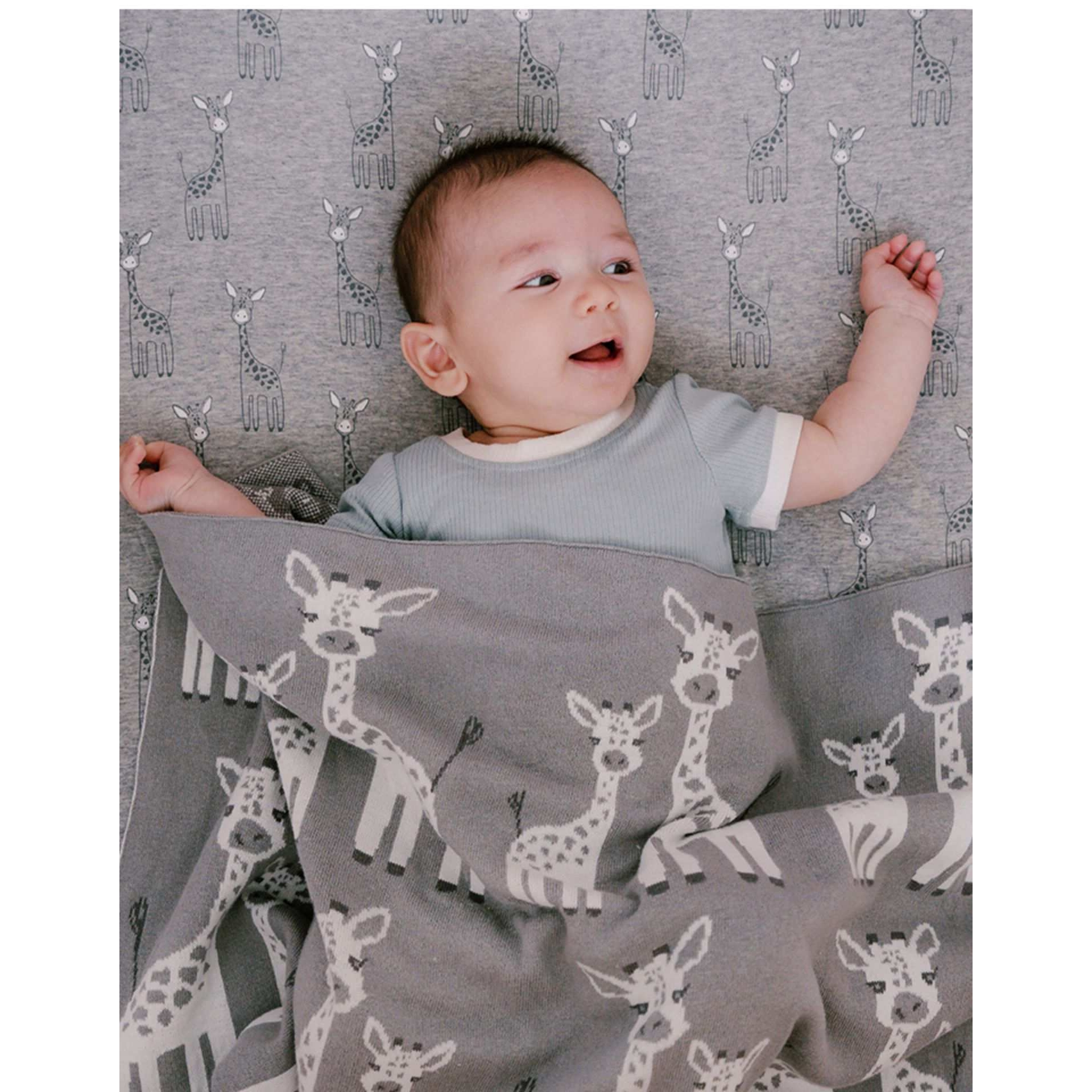 大象长颈鹿针织毯 简约Ins风 婴儿盖毯盖被春秋豆豆毯宝宝被